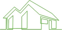 Icon eines energieeffzienten Gebäudes als Zeichen der Energieberatung in grün.